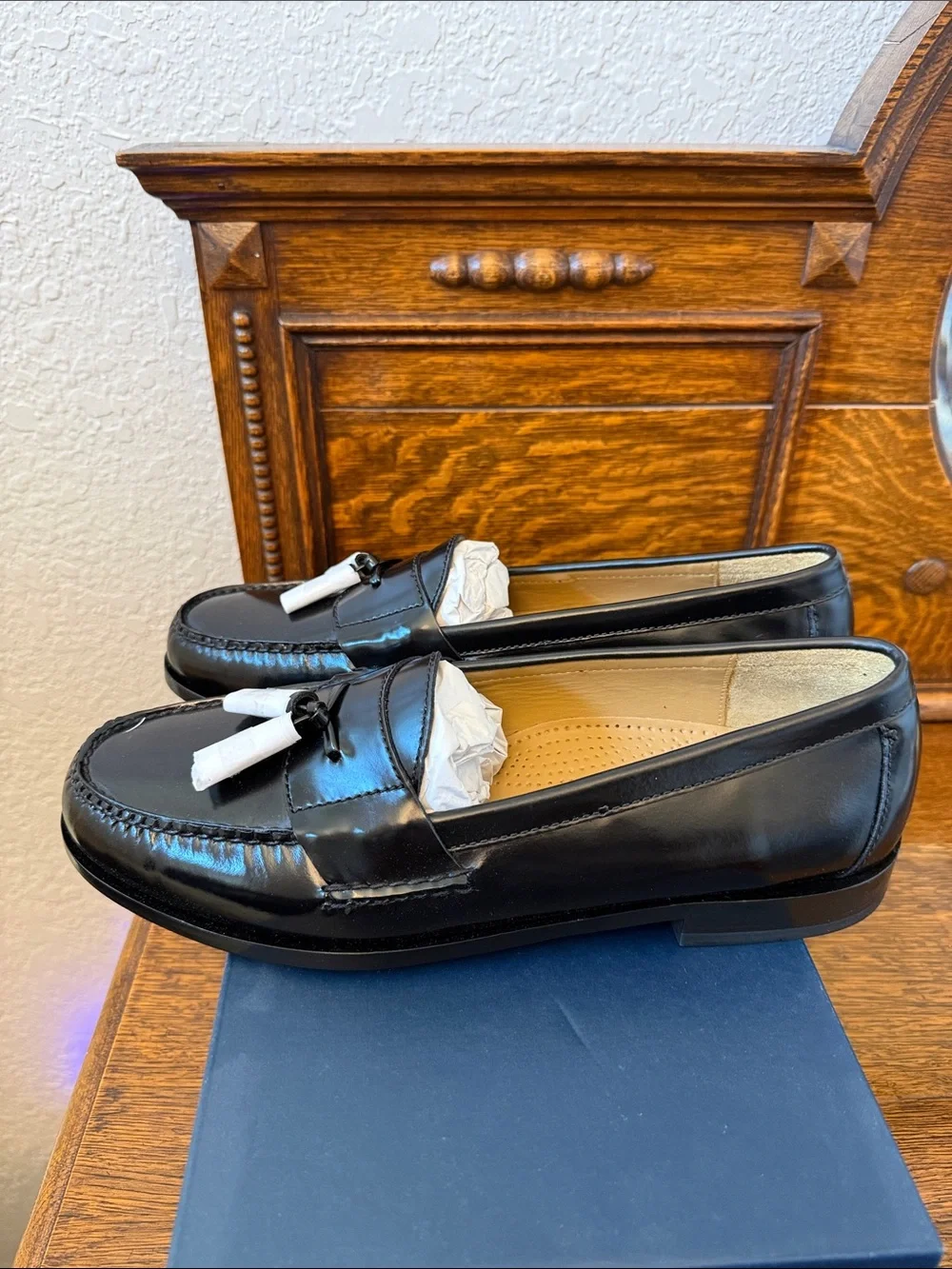 Cole Haan Black Leather Tassel Loafers